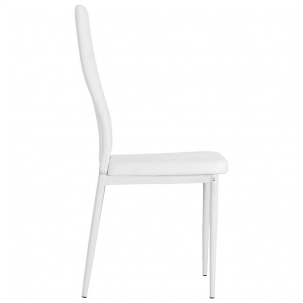 Dining Chairs Wooden Frame 4 Pcs White Faux Leather Image 6