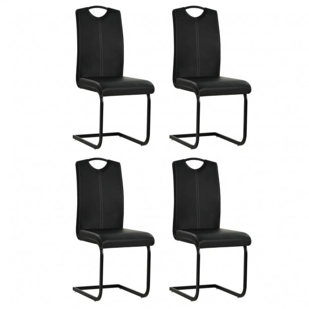 Cantilever Dining Chairs 4 Pcs Black Faux Leather