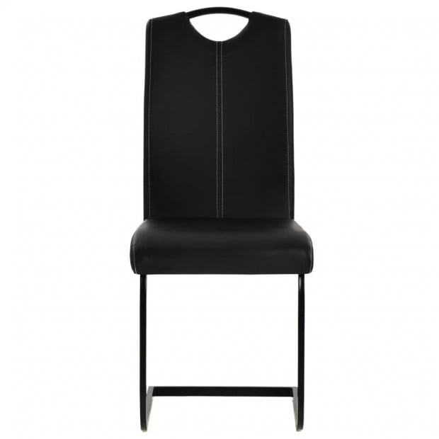 Cantilever Dining Chairs 4 Pcs Black Faux Leather Image 4