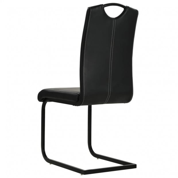 Cantilever Dining Chairs 4 Pcs Black Faux Leather Image 6