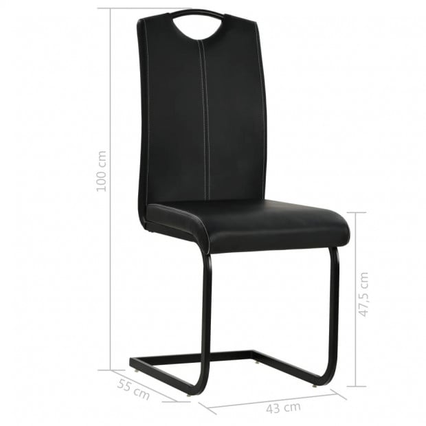 Cantilever Dining Chairs 4 Pcs Black Faux Leather Image 8