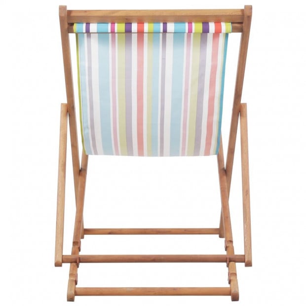 Folding Beach Chair Fabric And Wooden Frame Multicolour Image 2