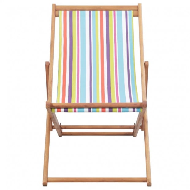 Folding Beach Chair Fabric And Wooden Frame Multicolour Image 3