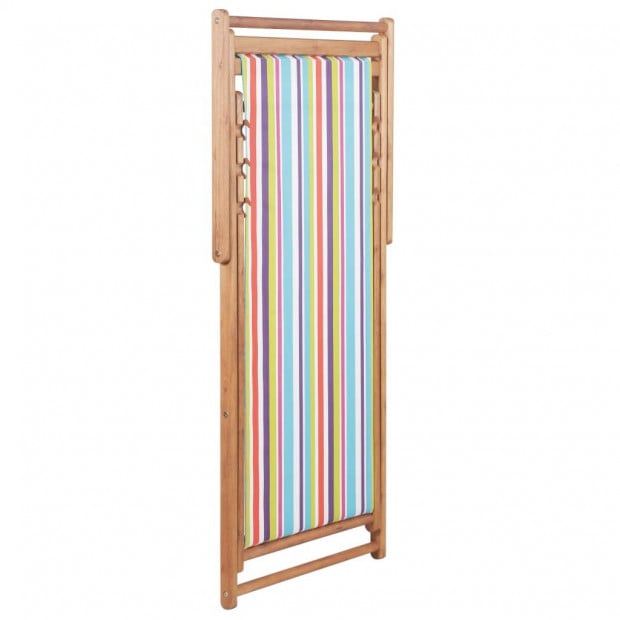 Folding Beach Chair Fabric And Wooden Frame Multicolour Image 4