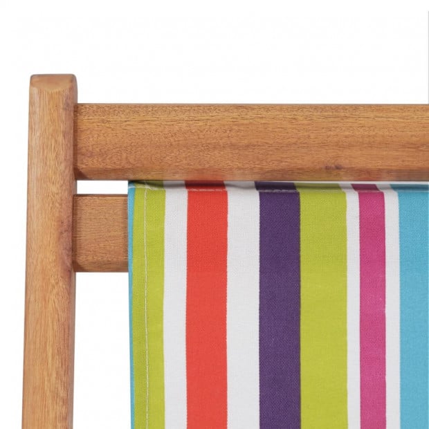 Folding Beach Chair Fabric And Wooden Frame Multicolour Image 6