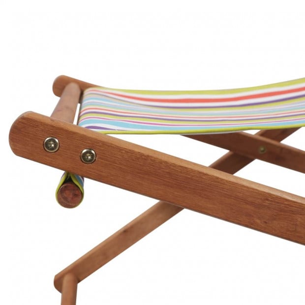 Folding Beach Chair Fabric And Wooden Frame Multicolour Image 7