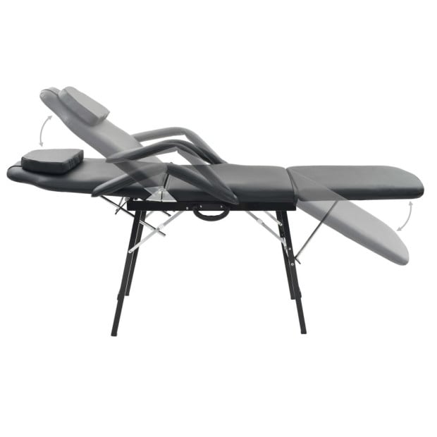 Portable Facial Treatment Chair Faux Leather 185x78x76 Cm Black Image 3