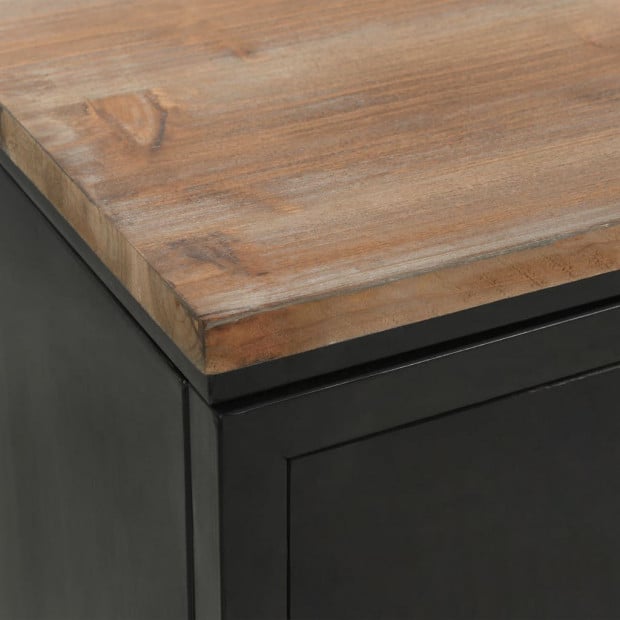 Double Pedestal Desk Solid Firwood And Steel 120x50x76 Cm Image 2