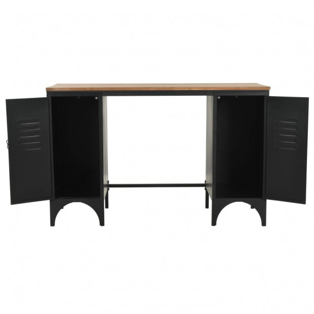 Double Pedestal Desk Solid Firwood And Steel 120x50x76 Cm Image 11