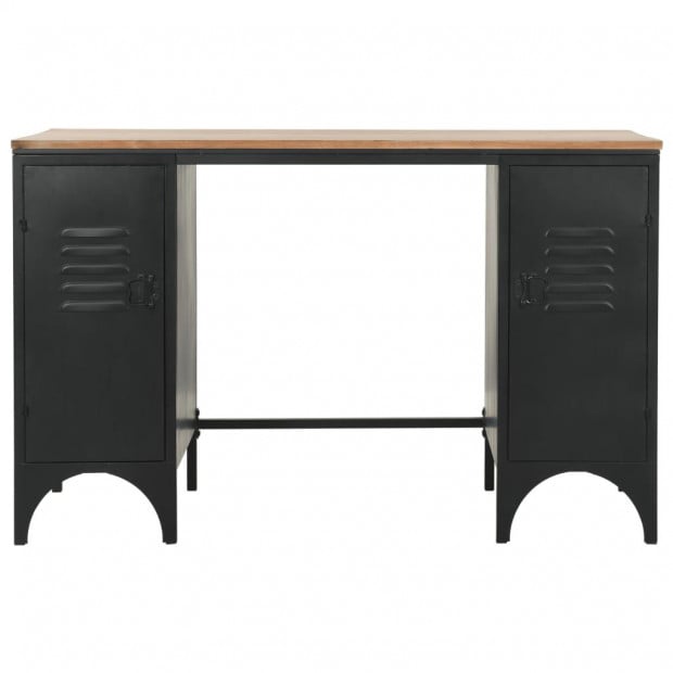 Double Pedestal Desk Solid Firwood And Steel 120x50x76 Cm Image 5