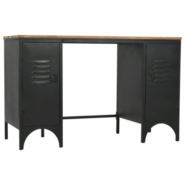 Double Pedestal Desk Solid Firwood And Steel 120x50x76 Cm Image 7