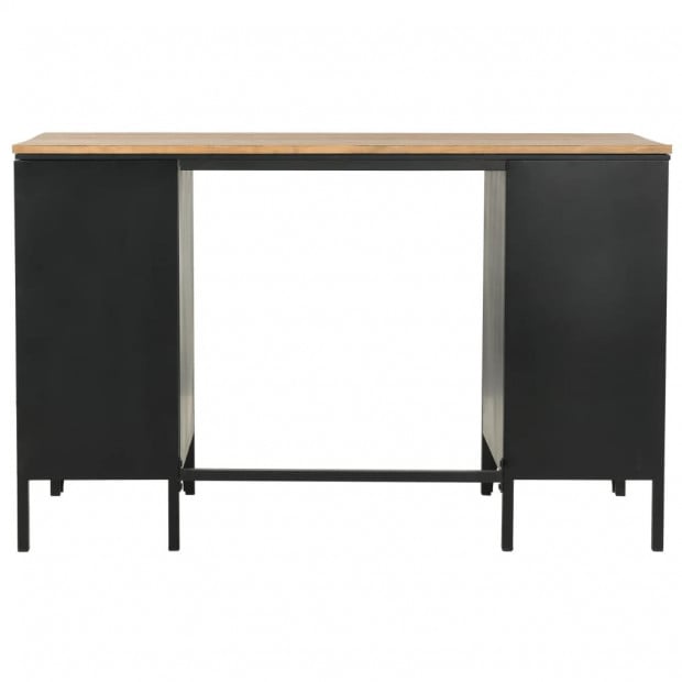 Double Pedestal Desk Solid Firwood And Steel 120x50x76 Cm Image 8