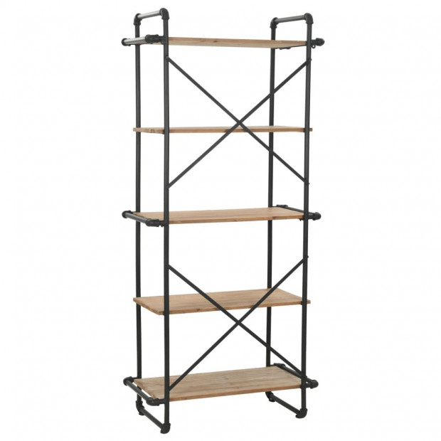 Bookcase Solid Firwood And Steel 80x42x180 Cm Image 4