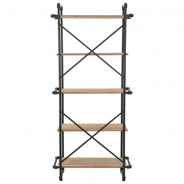 Bookcase Solid Firwood And Steel 80x42x180 Cm Image 5
