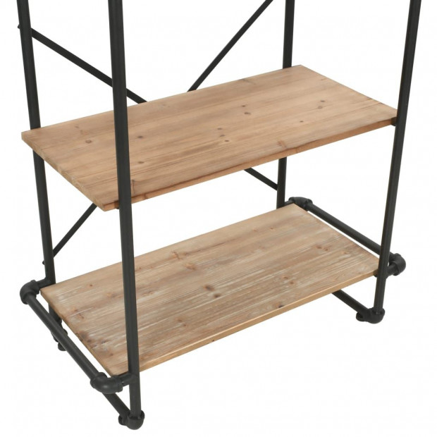 Bookcase Solid Firwood And Steel 80x42x180 Cm Image 7