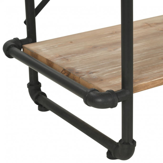 Bookcase Solid Firwood And Steel 80x42x180 Cm Image 8