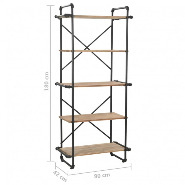 Bookcase Solid Firwood And Steel 80x42x180 Cm Image 10