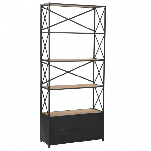 Bookcase Solid Firwood And Steel 80x32.5x180 Cm Image 2