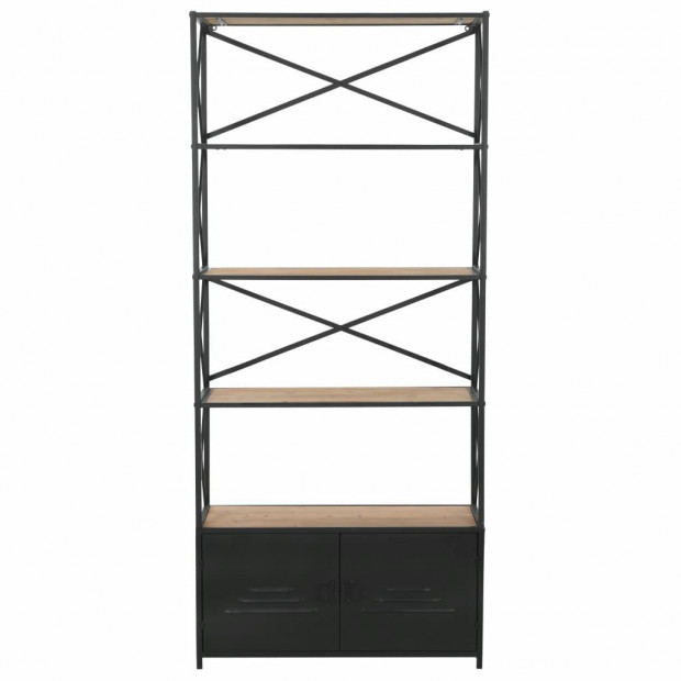 Bookcase Solid Firwood And Steel 80x32.5x180 Cm