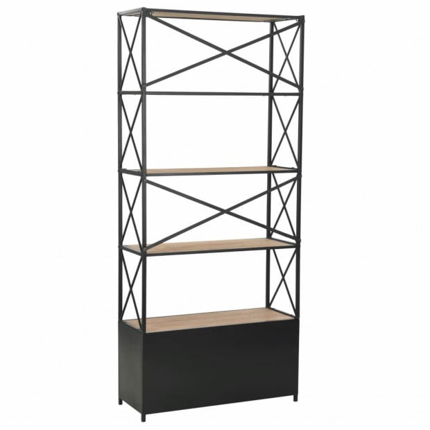 Bookcase Solid Firwood And Steel 80x32.5x180 Cm Image 4