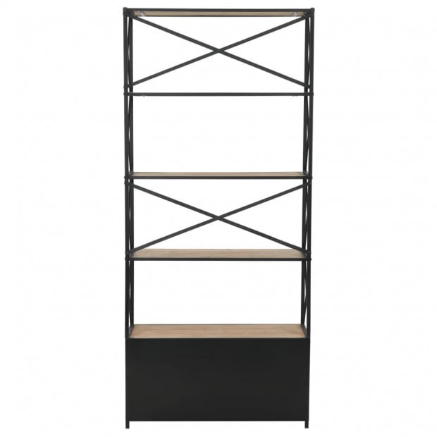 Bookcase Solid Firwood And Steel 80x32.5x180 Cm Image 5