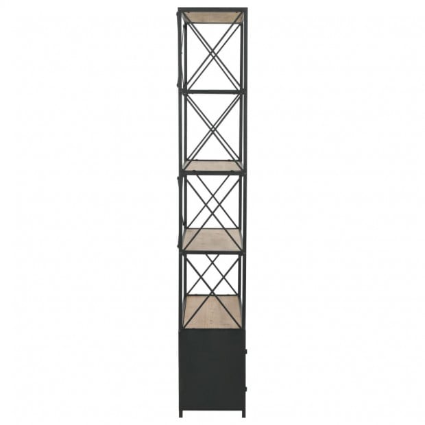 Bookcase Solid Firwood And Steel 80x32.5x180 Cm Image 6