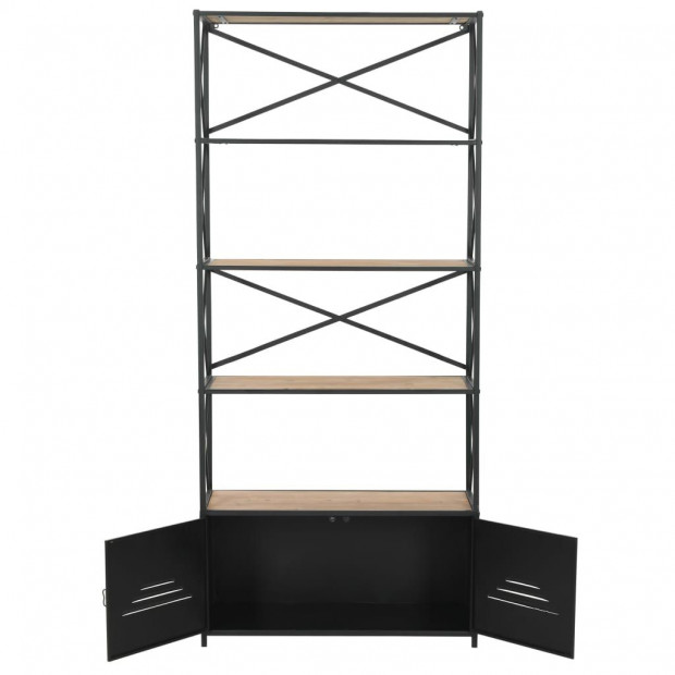 Bookcase Solid Firwood And Steel 80x32.5x180 Cm Image 8