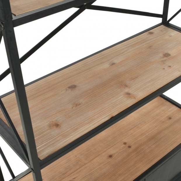 Bookcase Solid Firwood And Steel 80x32.5x180 Cm Image 9