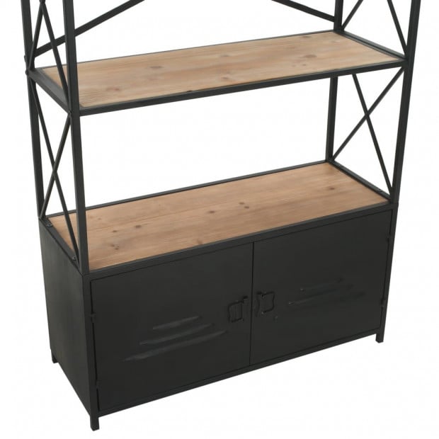 Bookcase Solid Firwood And Steel 80x32.5x180 Cm Image 10
