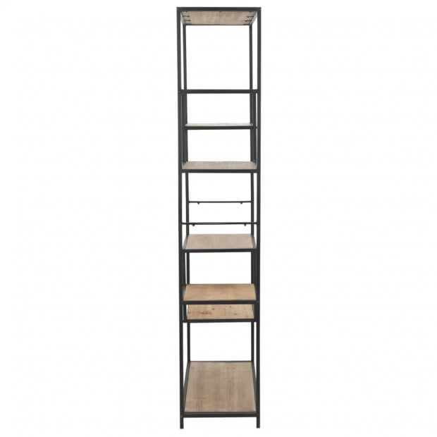 Bookcase Solid Firwood And Steel 90.5x35x180 Cm Image 4