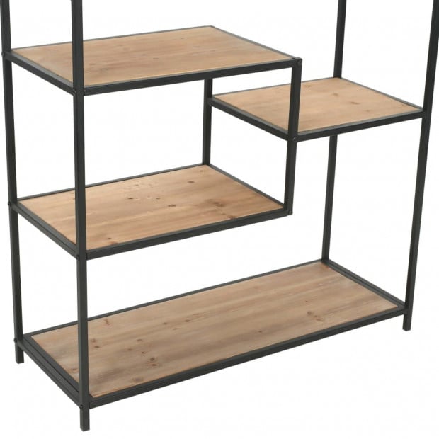 Bookcase Solid Firwood And Steel 90.5x35x180 Cm Image 5