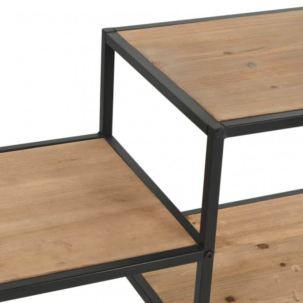 Bookcase Solid Firwood And Steel 90.5x35x180 Cm Image 6