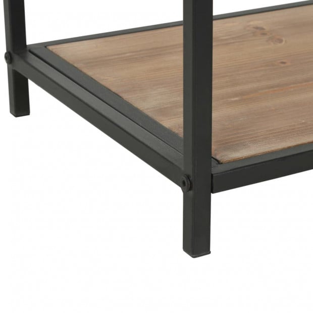 Bookcase Solid Firwood And Steel 90.5x35x180 Cm Image 7