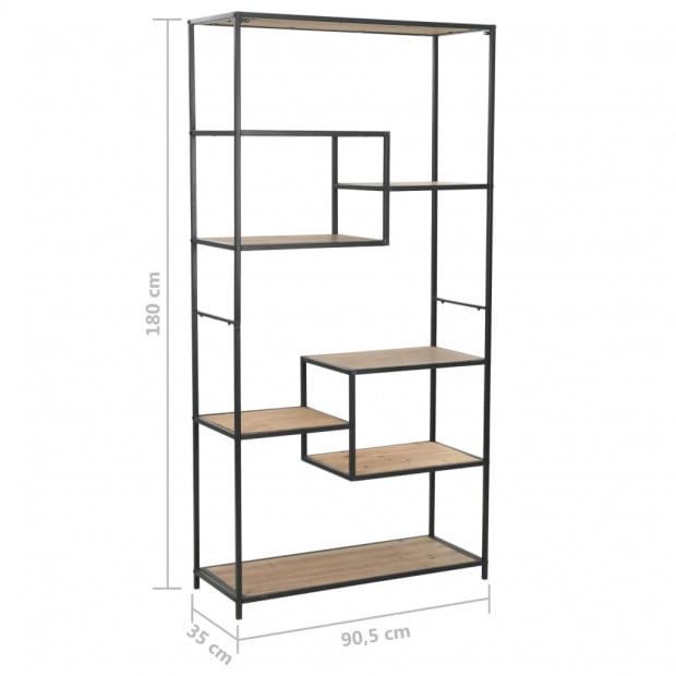 Bookcase Solid Firwood And Steel 90.5x35x180 Cm Image 9