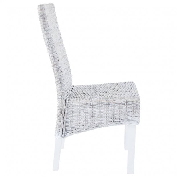 Dining Chairs 2 Pcs Grey Kubu Rattan And Mango Wood Image 4