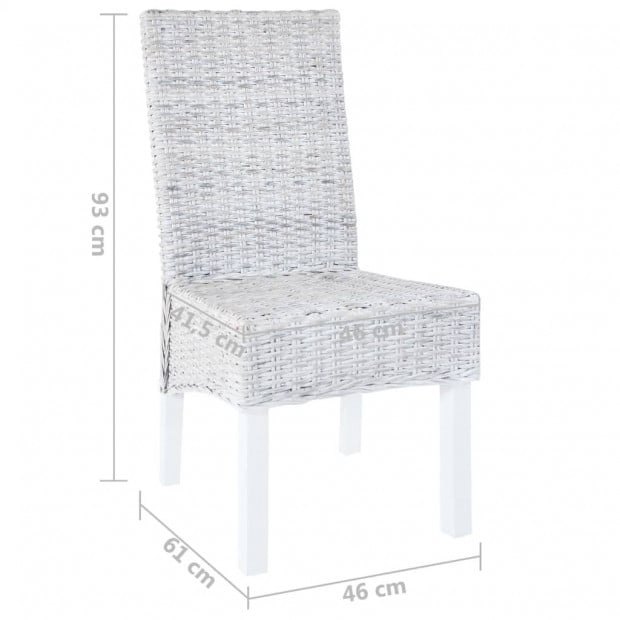 Dining Chairs 2 Pcs Grey Kubu Rattan And Mango Wood Image 8