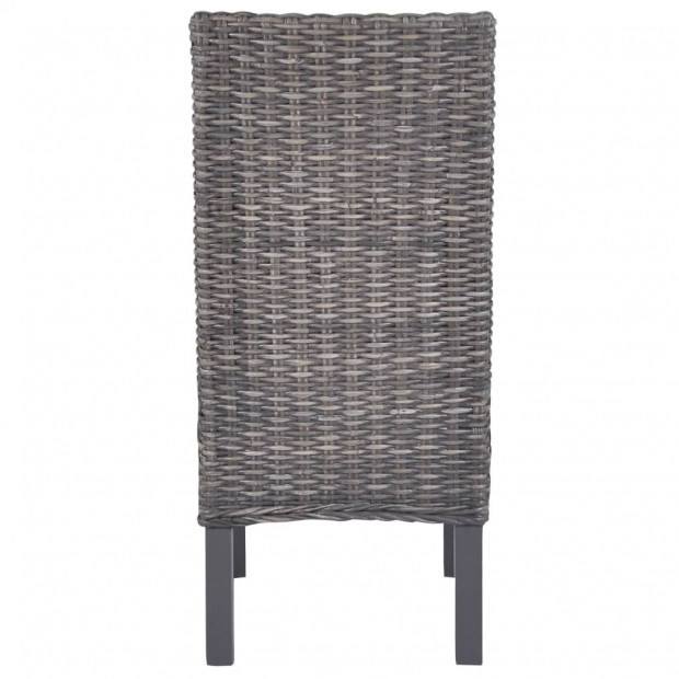 Dining Chairs 2 Pcs Brown Kubu Rattan And Mango Wood Image 5