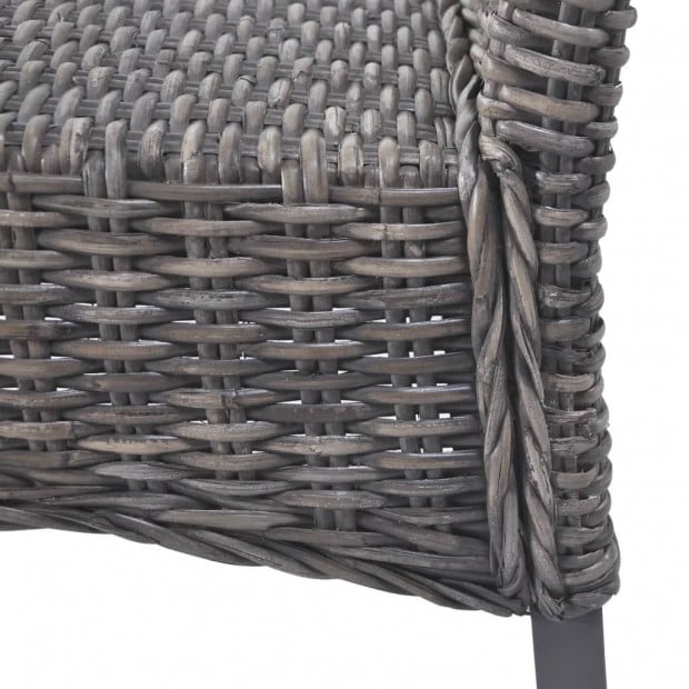 Dining Chairs 2 Pcs Brown Kubu Rattan And Mango Wood Image 7