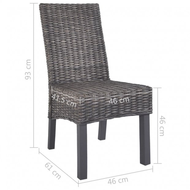 Dining Chairs 2 Pcs Brown Kubu Rattan And Mango Wood Image 8