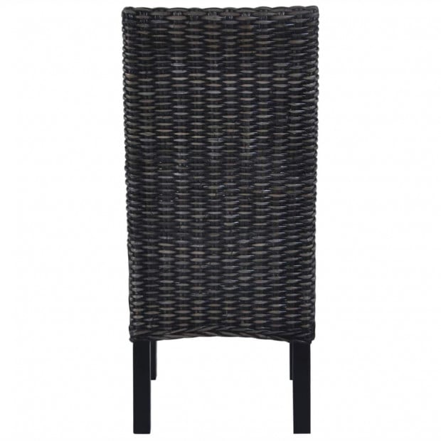 Dining Chairs 2 Pcs Black Kubu Rattan And Mango Wood Image 5