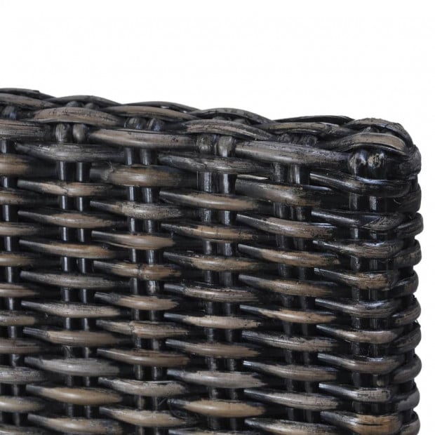 Dining Chairs 2 Pcs Black Kubu Rattan And Mango Wood Image 7