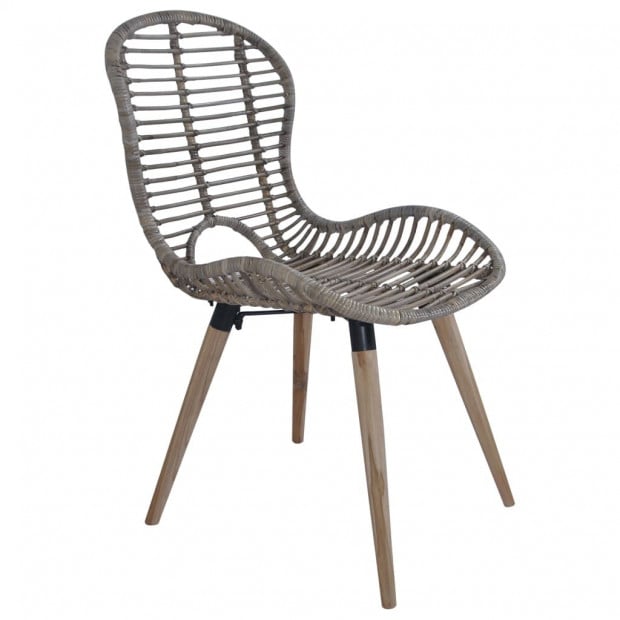 Dining Chairs 2 Pcs Brown Natural Rattan Image 3