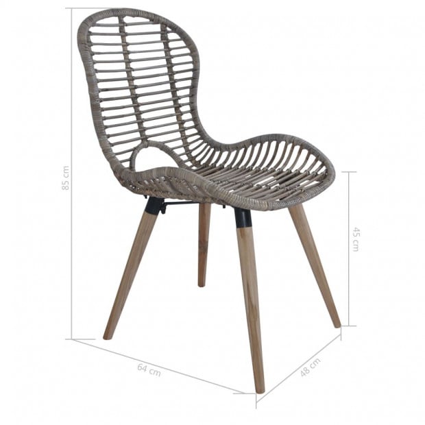 Dining Chairs 2 Pcs Brown Natural Rattan Image 7