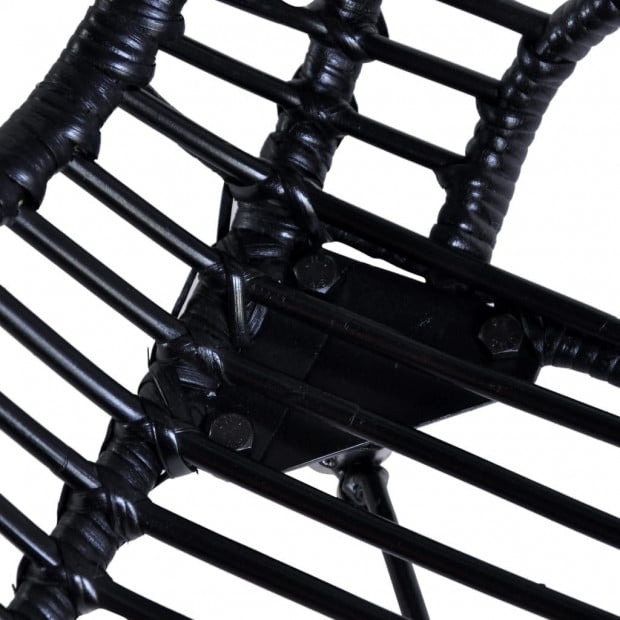 Dining Chairs 2 Pcs Black Natural Rattan Image 5