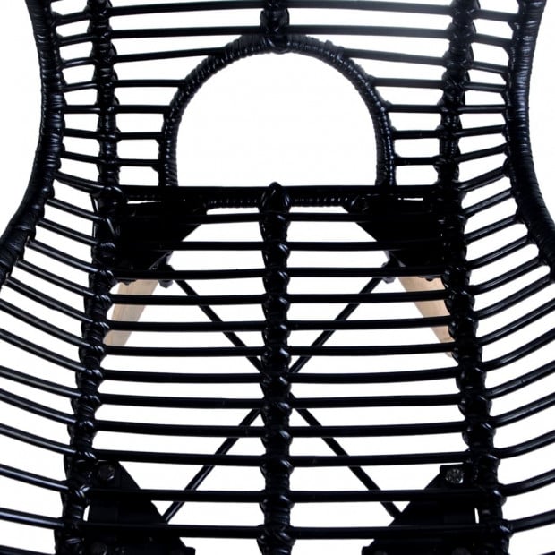 Dining Chairs 4 Pcs Black Natural Rattan Image 4