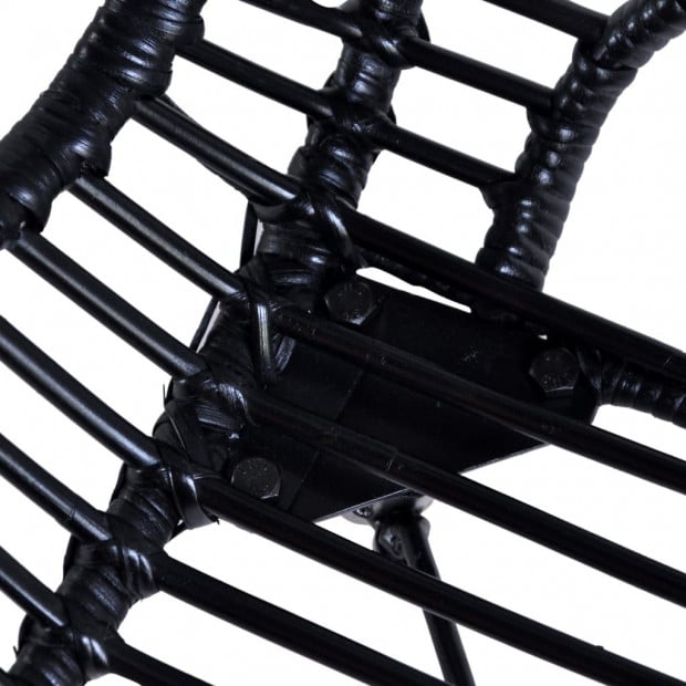 Dining Chairs 4 Pcs Black Natural Rattan Image 5