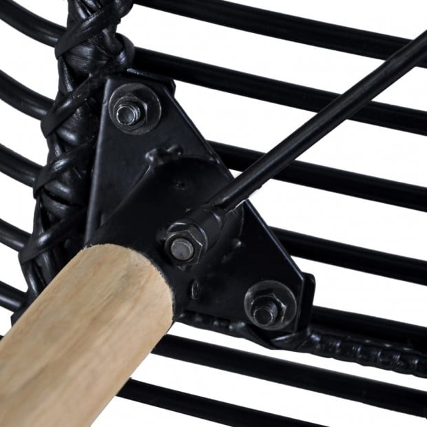 Dining Chairs 4 Pcs Black Natural Rattan Image 6