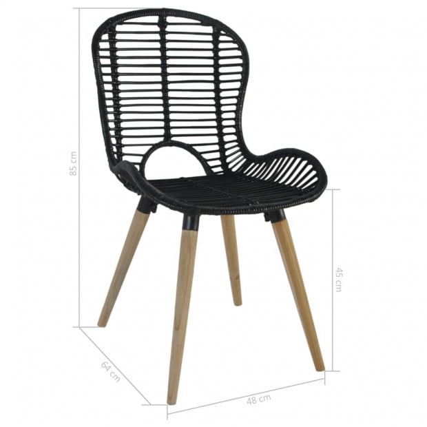 Dining Chairs 4 Pcs Black Natural Rattan Image 7