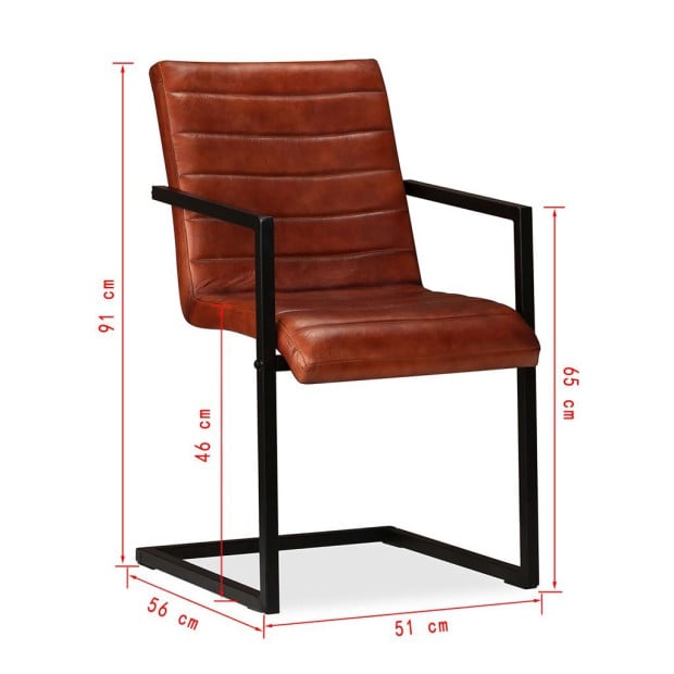 Dining Chairs 6 Pcs Brown Real Leather Image 11