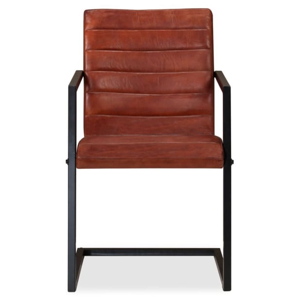 Dining Chairs 6 Pcs Brown Real Leather Image 4